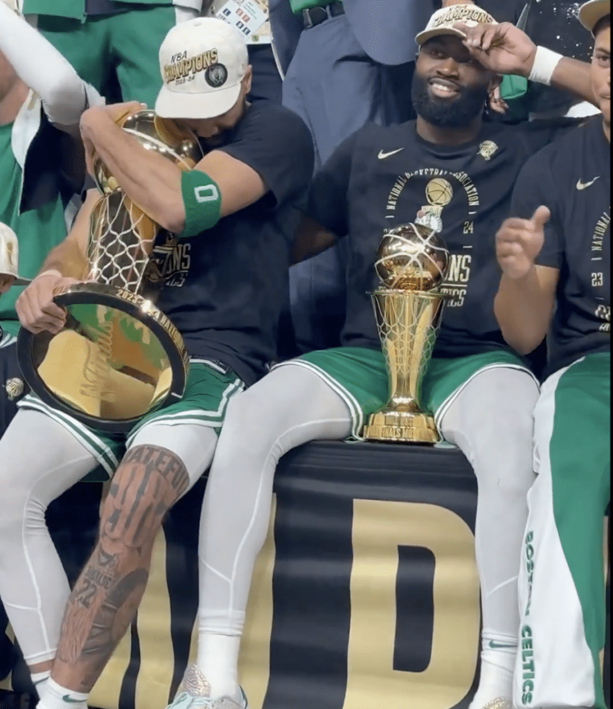 JB and JT taking it all in after winning the NBA Finals
